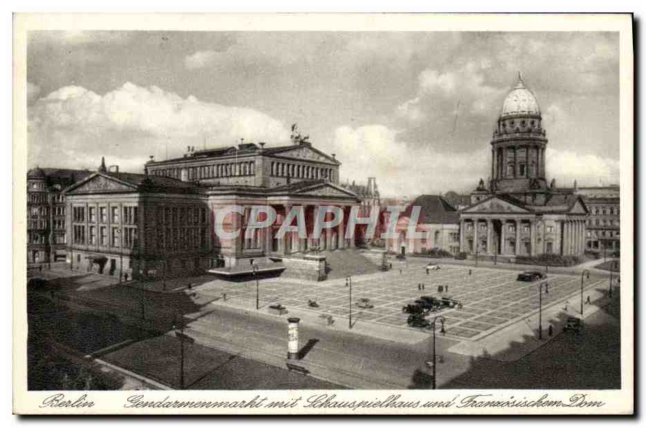 Berlin - Gendarmenmarkt mit Schauspielhaus und Französischem Dom — W. St. B. Tiefdruck-Rekord Nr. 162