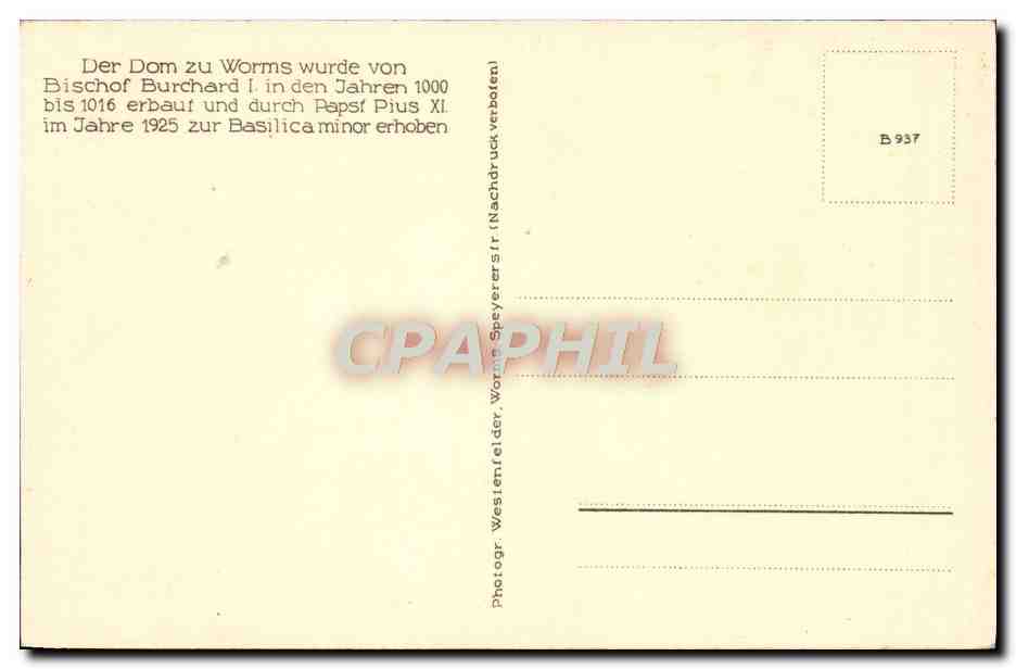 CPA Worms Dom — Rückseite