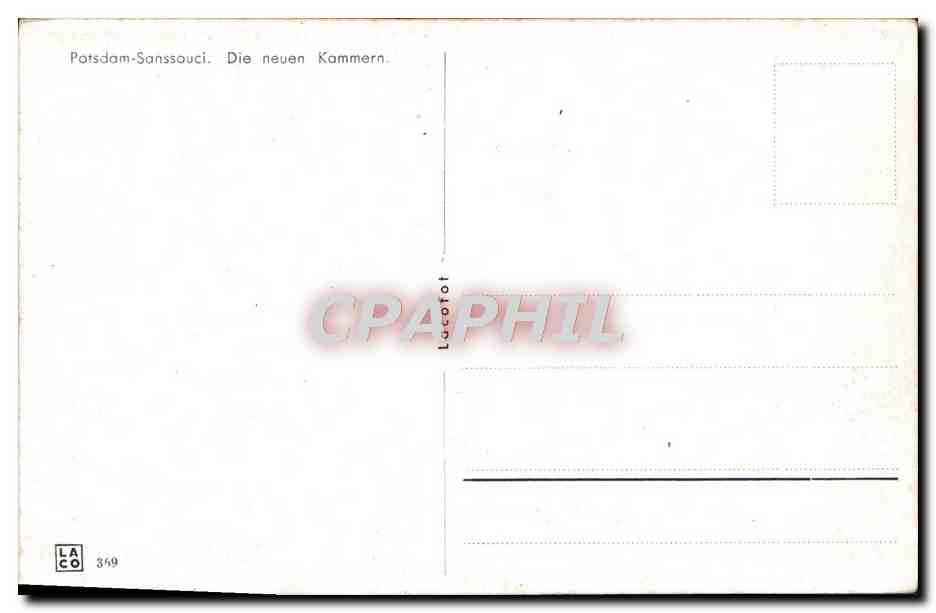 CPA Potsdam Sanssouci Die Neuen Kammern — Rückseite