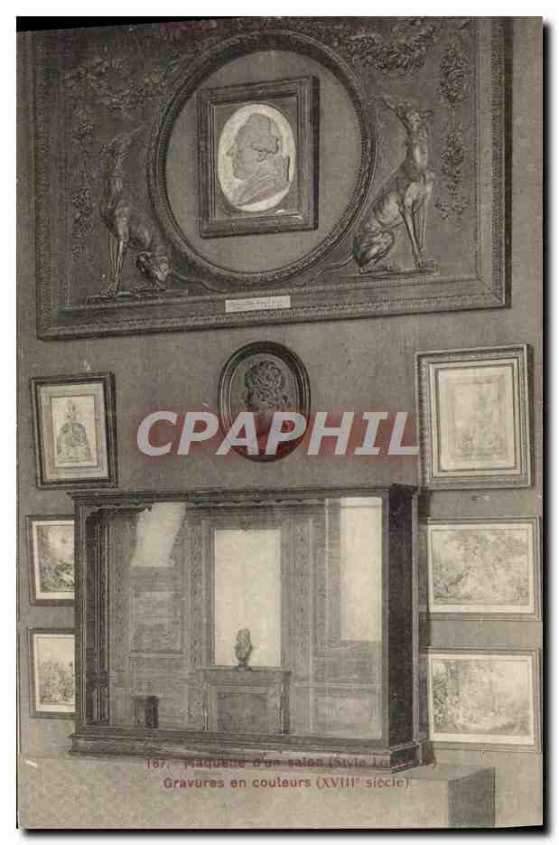 Modell eines Salons (Stil Louis XV) — Farbgravuren (18. Jahrhundert) — Editions du Vieux Paris Artistique et Pictorosque, Nr. 167