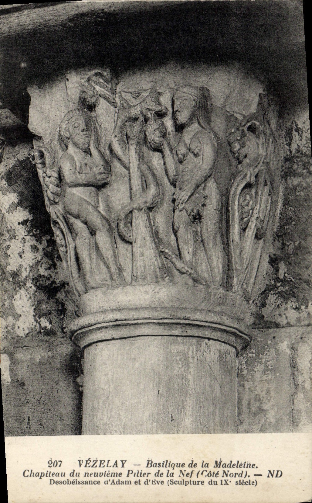 Vézelay — Chapiteau du neuvième pilier de la nef (Côté Nord) — Sculpture du IXe siècle