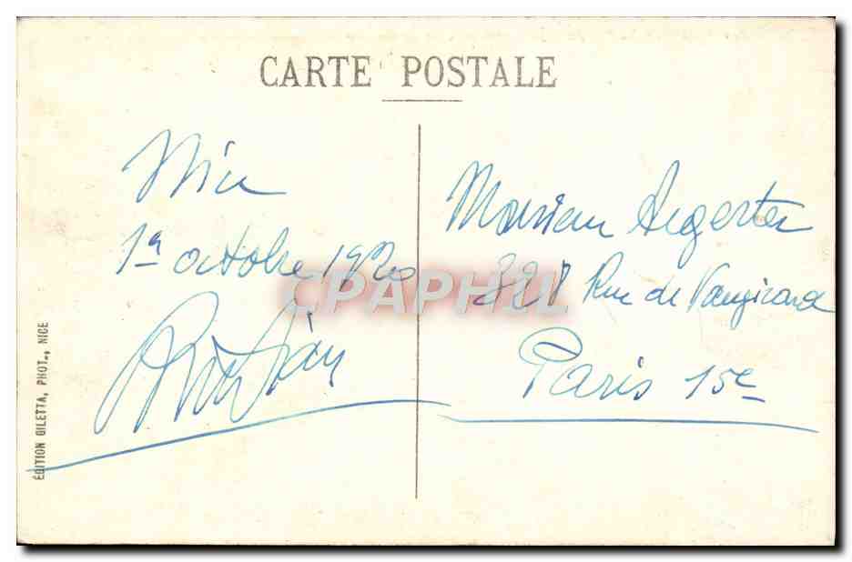 CPA Nice La Grotte Jardin Albert 1er et le casino — Rückseite