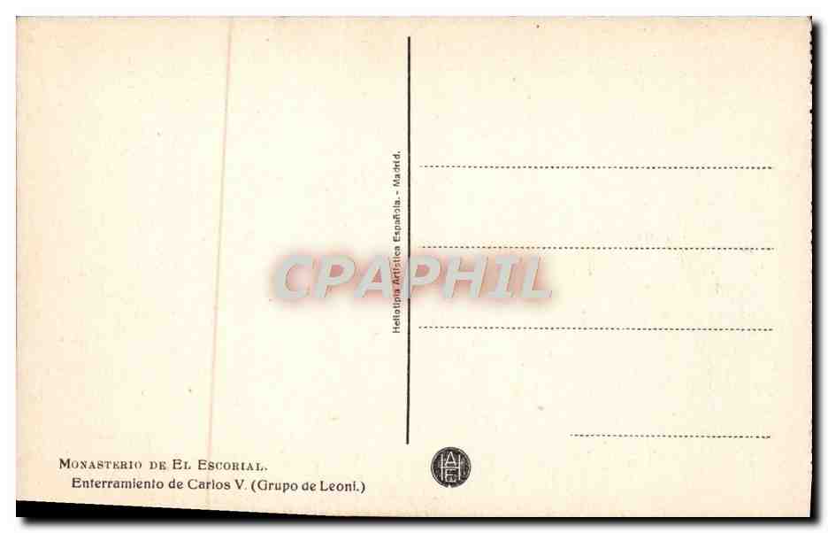 CPA Monasterio de El Escorial Enterramiento de Carlos V Grupo de Leoni — Back