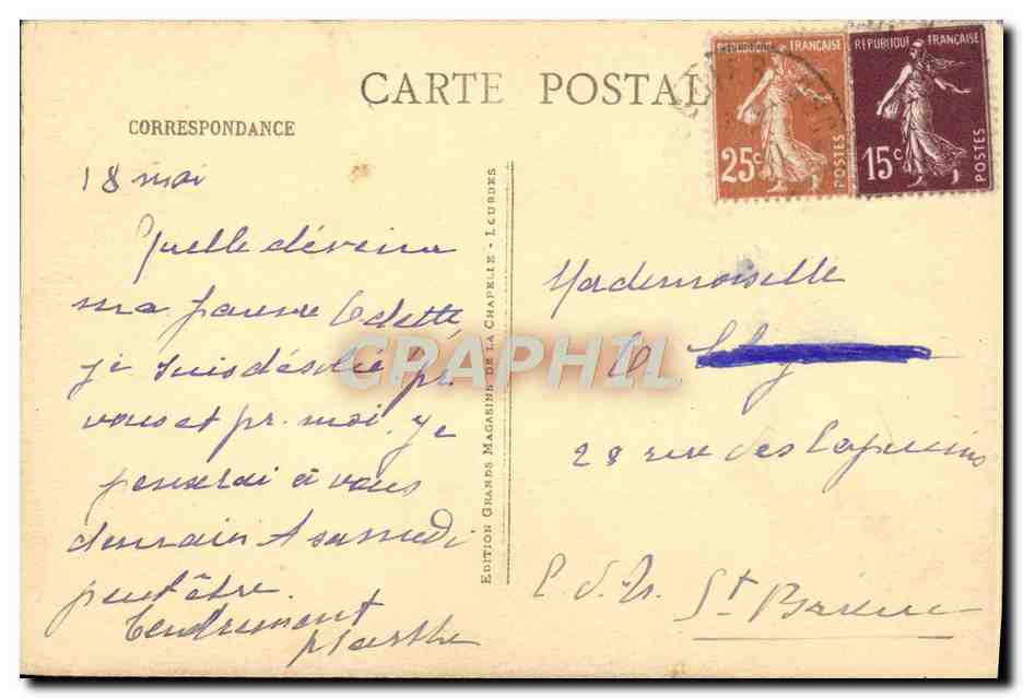 CPA Lourdes Basilique et le Gave vus de la villa Sion — Verso