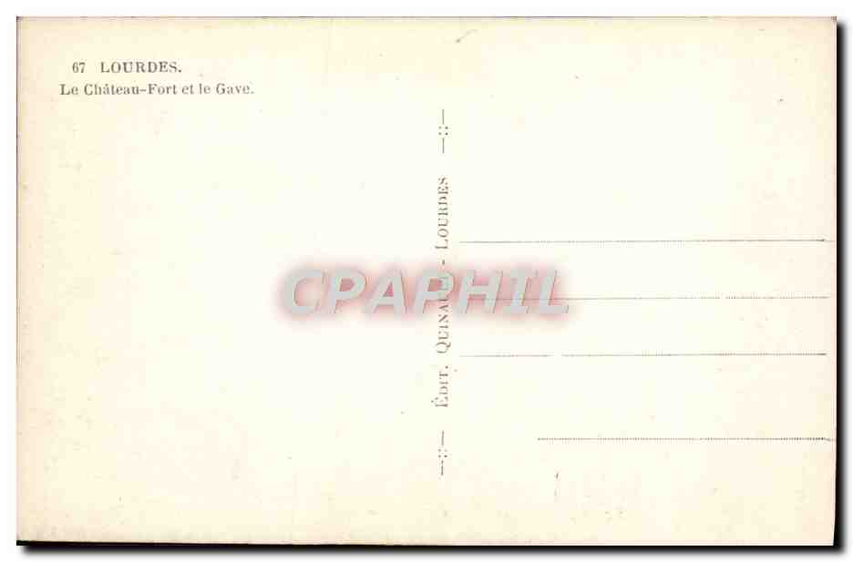 CPA Lourdes Le Chateau Fort et le Gave — Verso