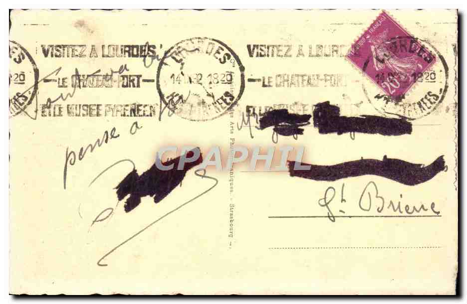 CPA Lourdes La Basilique et le Monument de la Reconnaissance interalliee — Verso