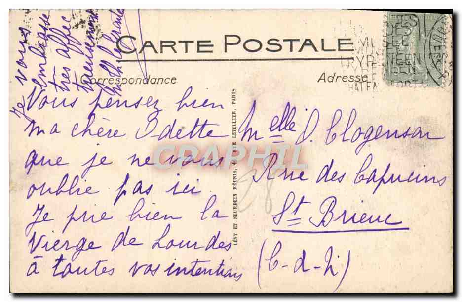 CPA Lourdes La Basilique et le Calvaire Breton — Verso