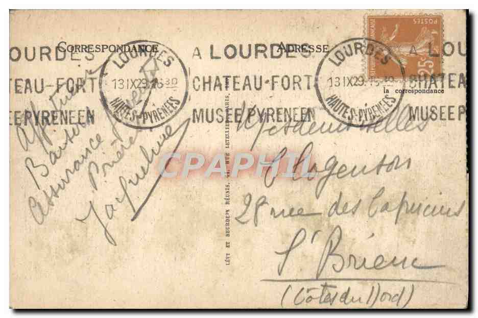 CPA Lourdes La Basilique  — Verso