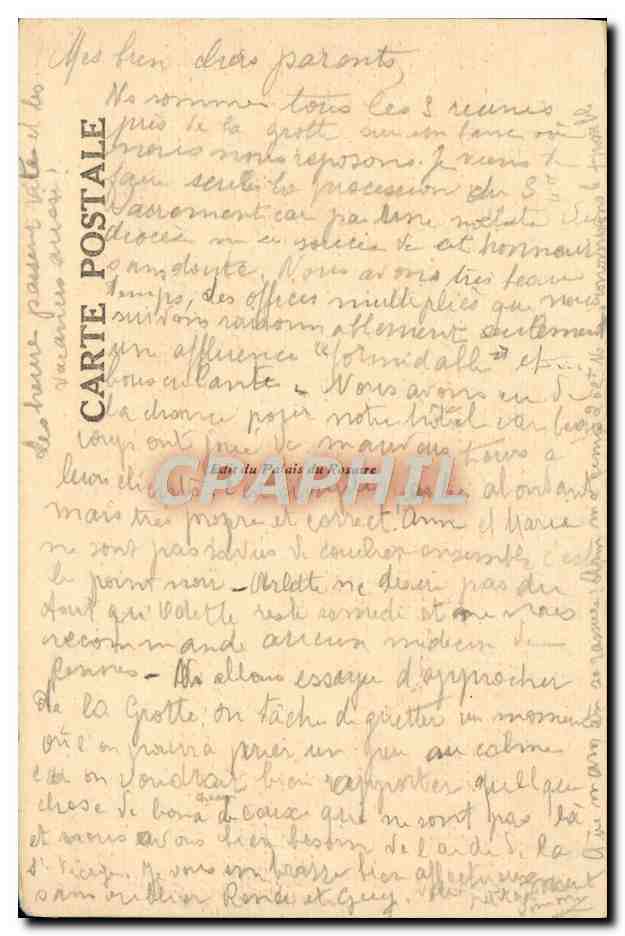 CPA Lourdes La Basilique et la montagne du calvaire — Verso