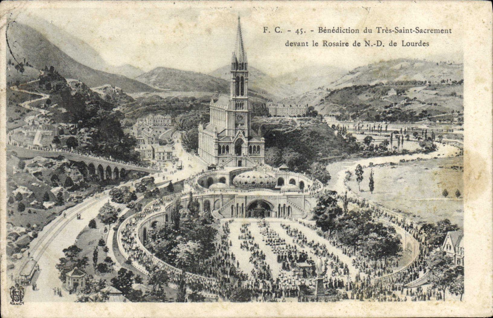 CPA Lourdes Benediction du Tres Saint Sacrement devant le rosaire de ND de Lourdes