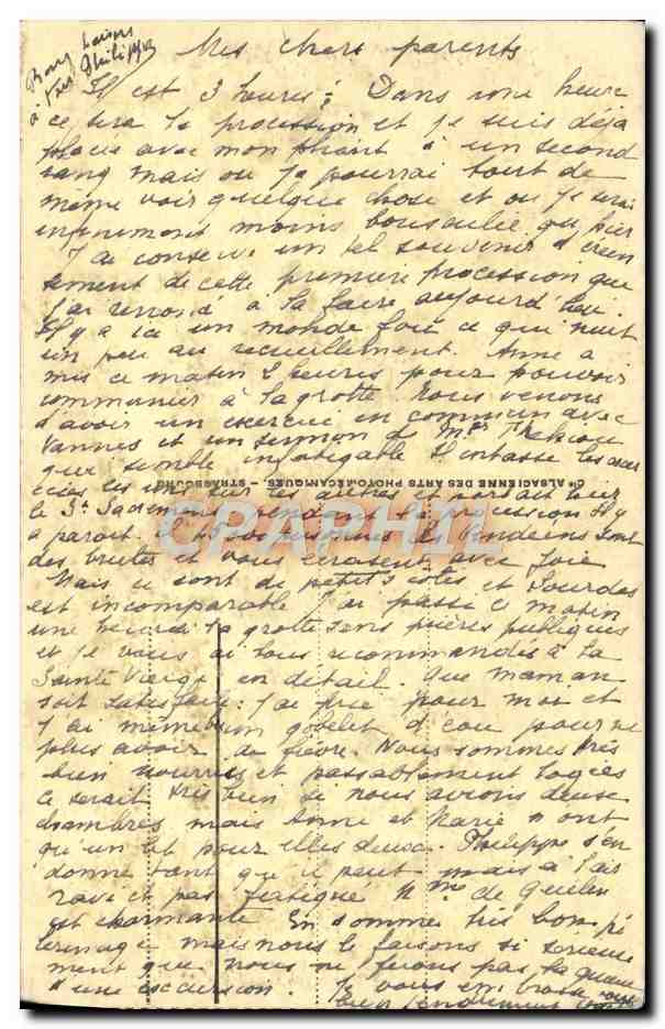 CPA Lourdes La Basilique et le fer a cheval — Verso