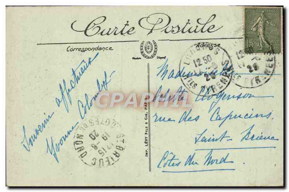CPA Lourdes La Chute du Gave — Verso