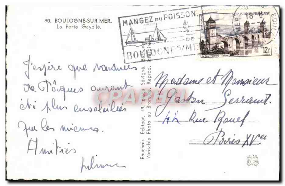 La Porte Gayolle — Boulogne-sur-Mer — Fauchois Éditeur, n°90 — Verso