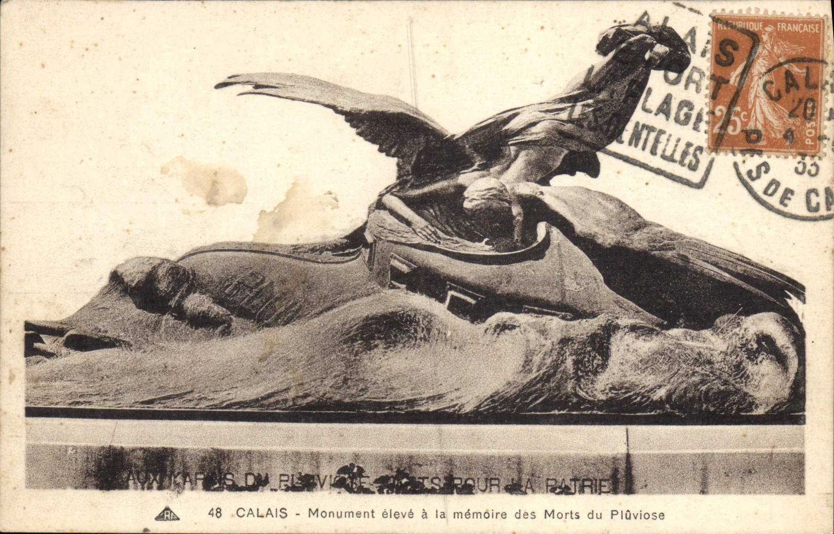 Calais — Monument élevé à la mémoire des Morts du Plüviosse — éditeur R.P. n°48