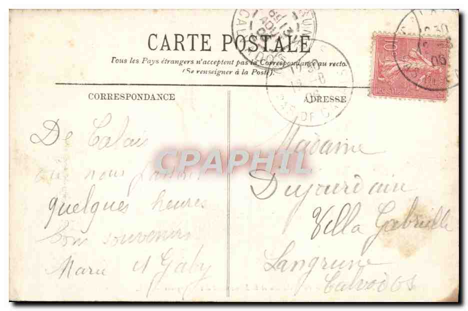 Calais — Le Jardin de Ricbelieu et le Monument des Bourgeois — LL. — N° 116 — Rückseite