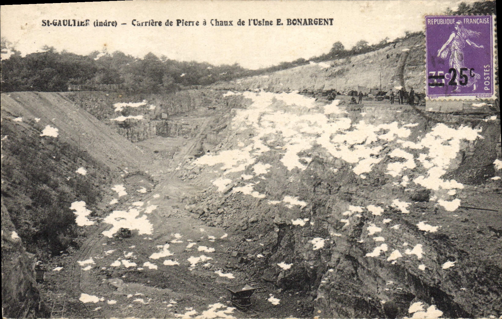 CPA St Gaultie Carriere de Pierre a Chaux de l'usine Bonargent