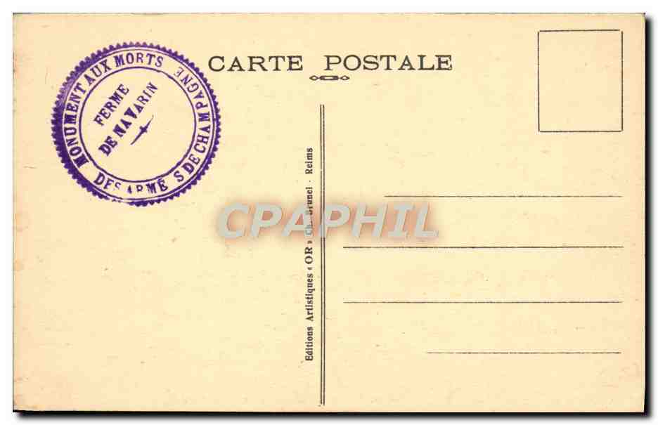 Navarin — Vue des Champs de Bataille au Soleil Couchant — Éditions Artistiques OR, Reims — Verso