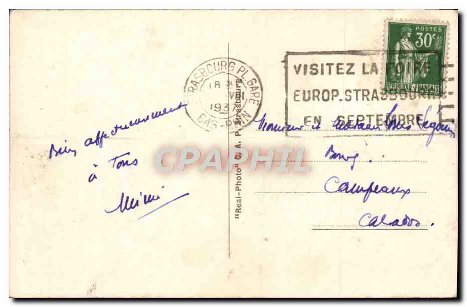 CPA Strasbourg Vue Generale — Verso