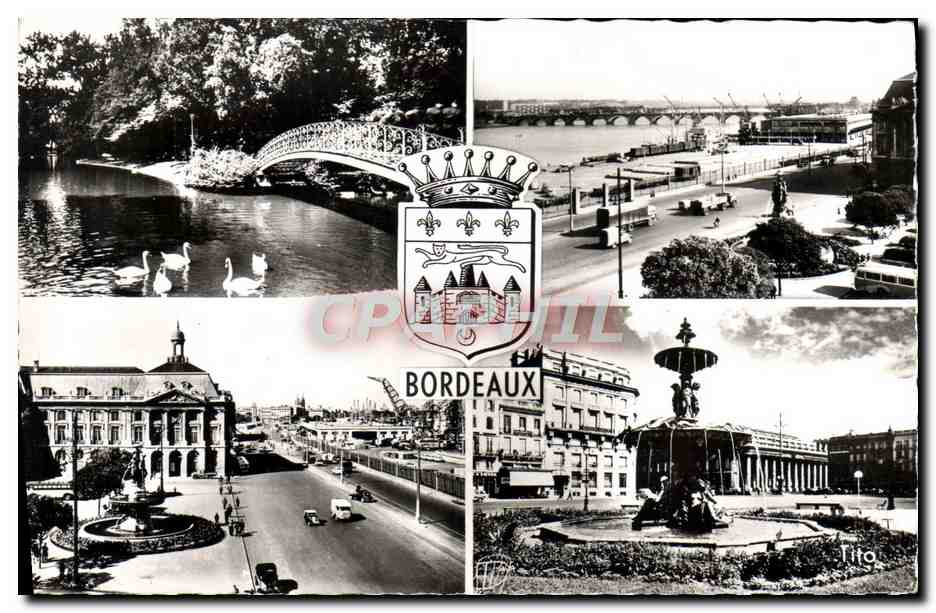 CPM Bordeaux Jardin public Place de la Bourse Les quais La comedie