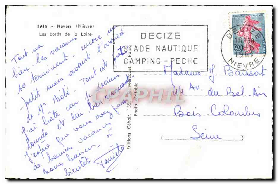 Les bords de la Loire — Nevers (Nièvre) — Éditions Géhaïr, n° 135 — Reverso