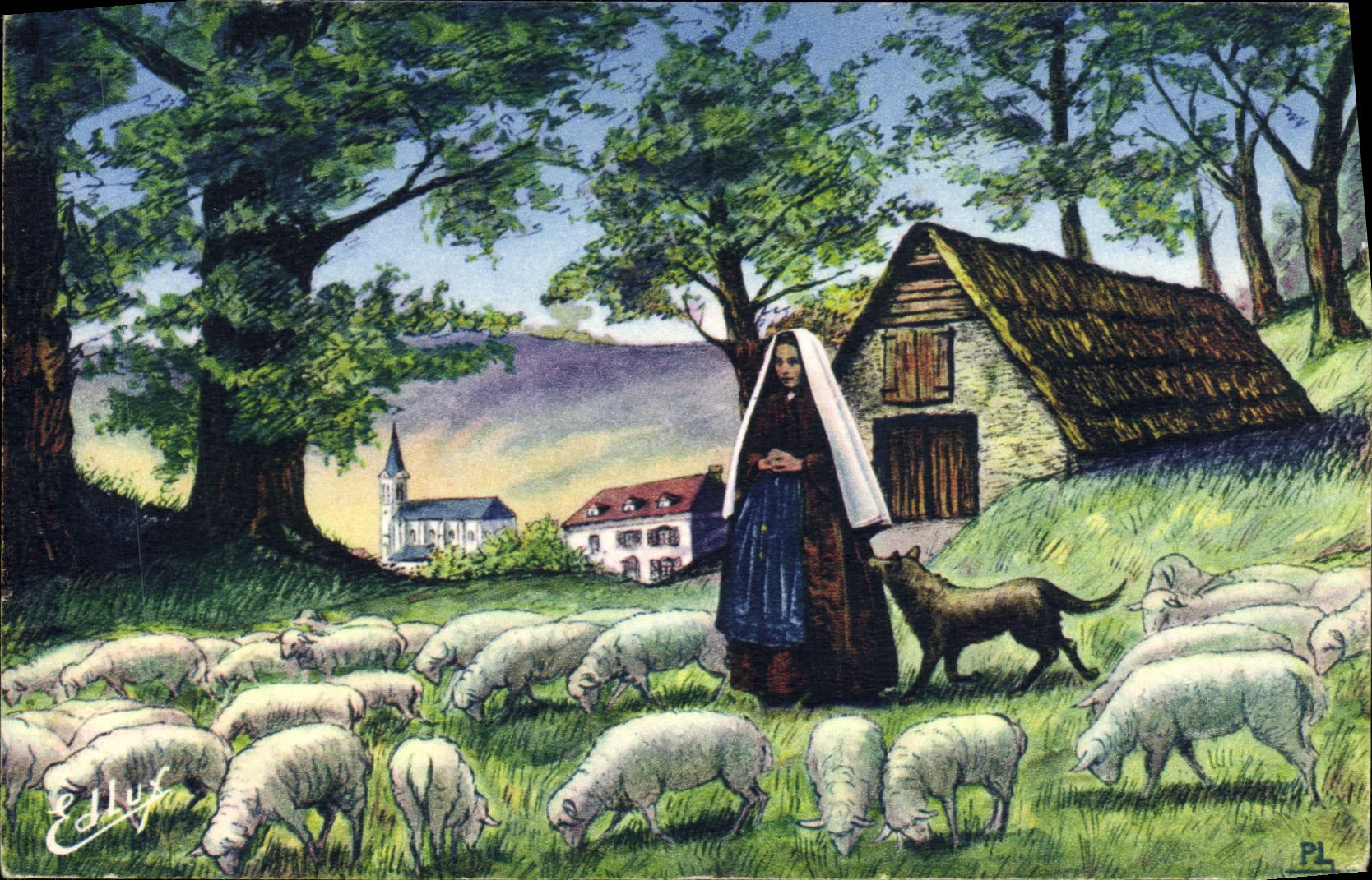 Bernadette Soubirous — bergère à Lourdes — Éd. E. Luy