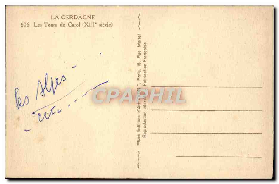 CPA La Cerdagne Les Tours De Carol — Rückseite
