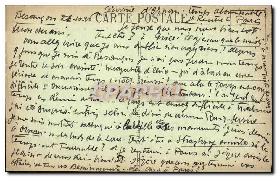 Ornans — Old Houses on the Loue — Picturesque Sites of Franche-Comté. 735. C-L-S — Back