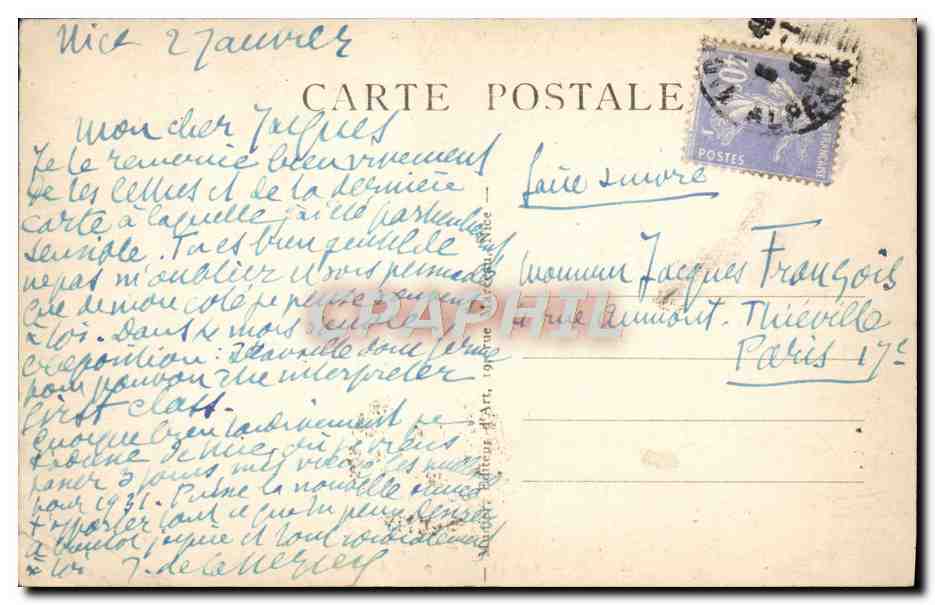 CPA Nice Vue Generale Prise Du Chateau — Verso