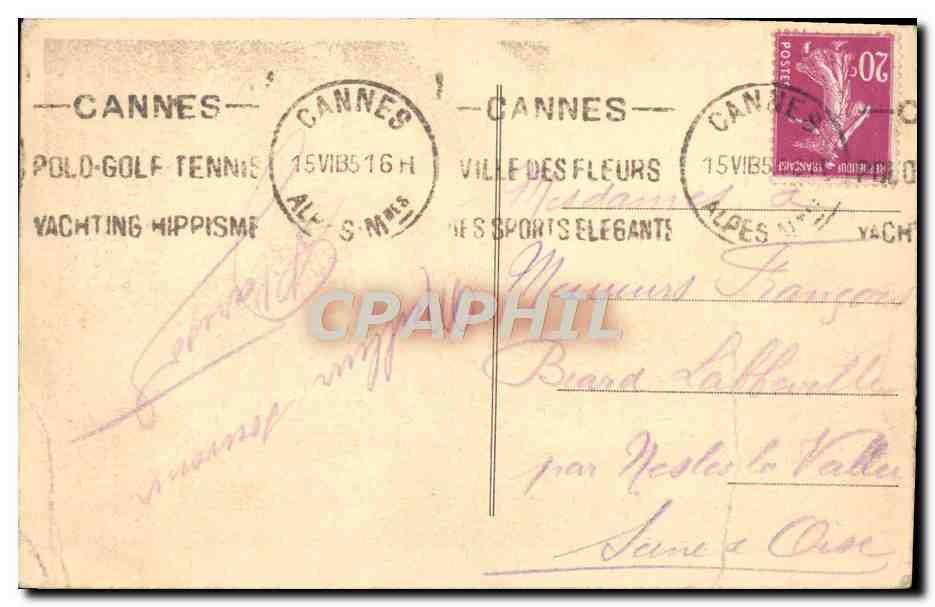 CPA Cannes Les Nouveaux Jardins — Verso