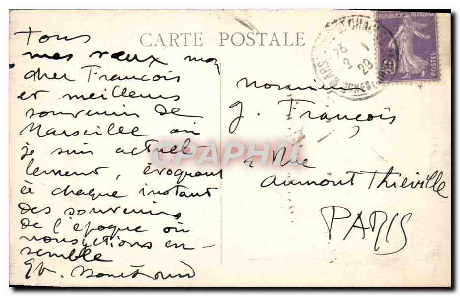 CPA Marseille Un Coin Du Vieux Port Bateaux — Verso
