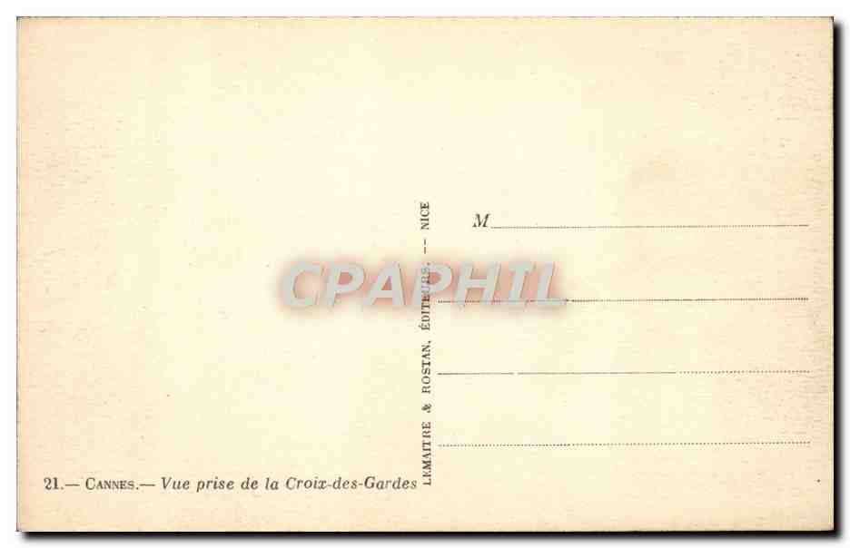 CPA Cannes Vue Prise De La Croix Des Gardes — Rückseite