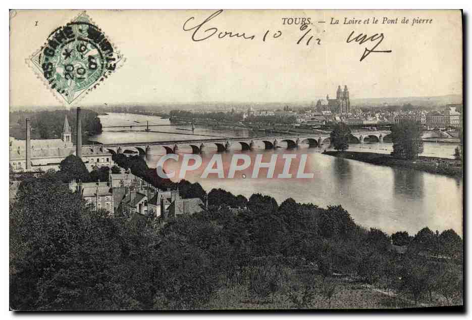 CPA Tours La Loire Et Le Pont De Pierre
