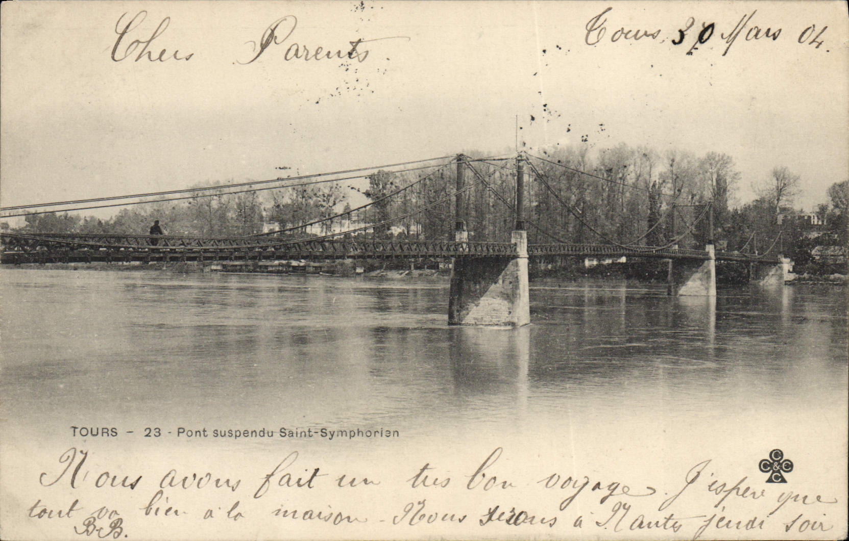 CPA Tours Pont Suspendu Saint Symphorien