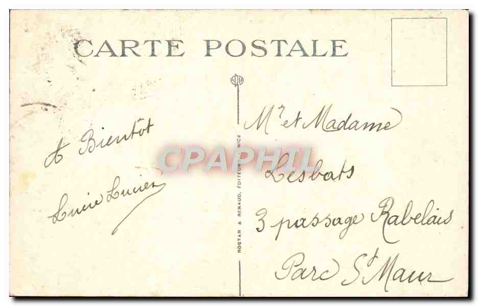 CPA Menton Vue Prise du Cap Martin — Rückseite