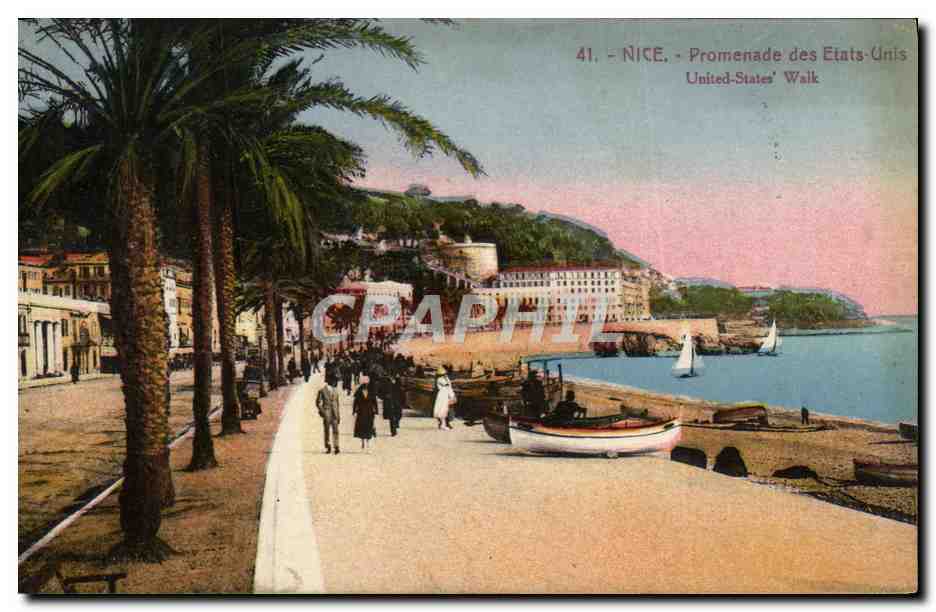 CPA Nice Promenade des Etats Unis Bateaux