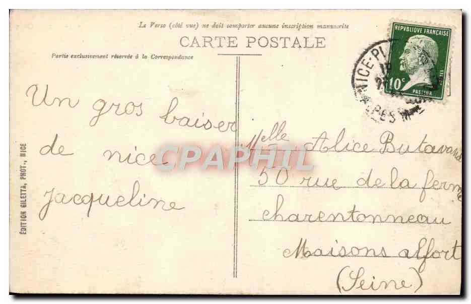 CPA Nice Promenade des Etats Unis Bateaux — Verso