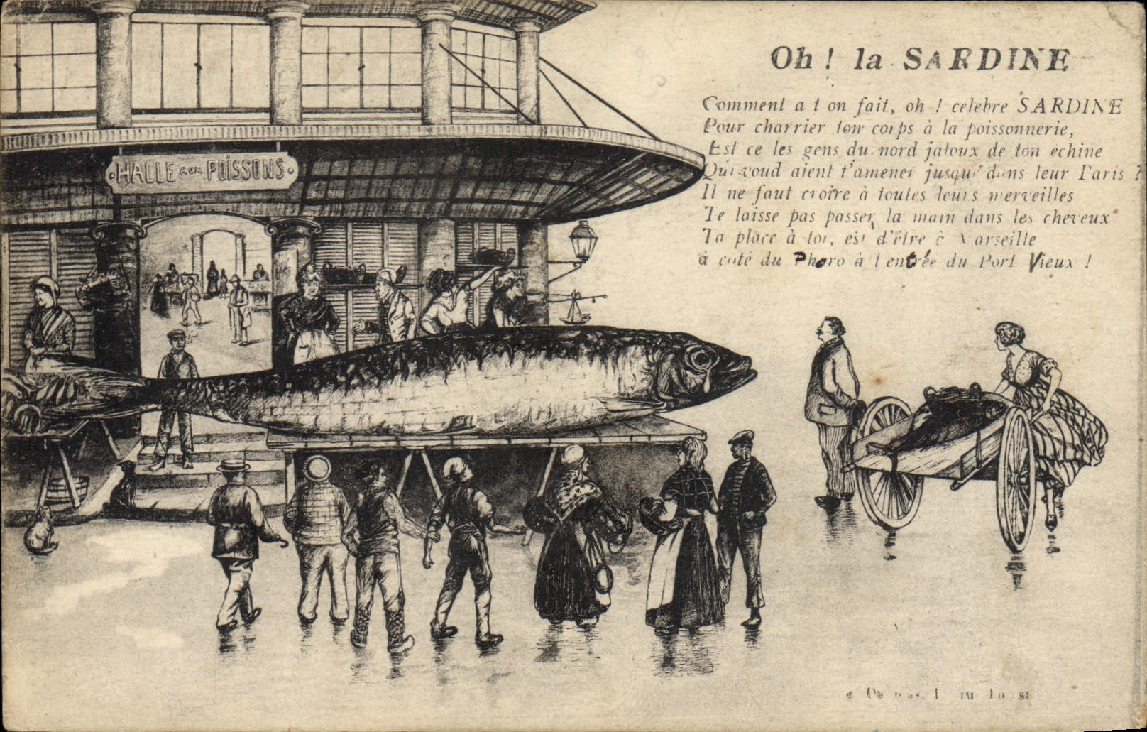 Halle aux Poissons — Sardine humoristique — éditeur non identifié
