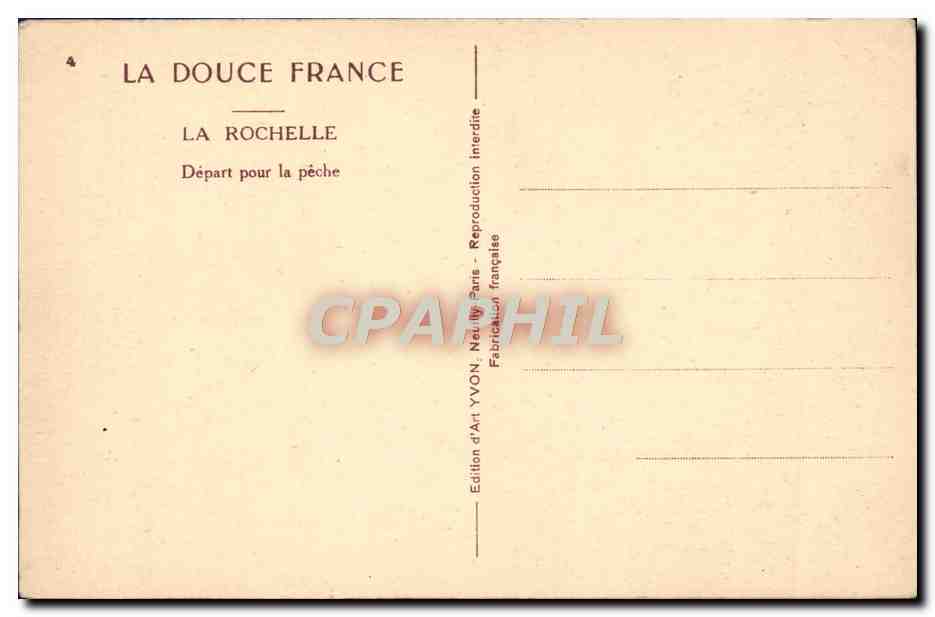 CPA La Rochelle Depart Pour la Peche Bateau — Rückseite