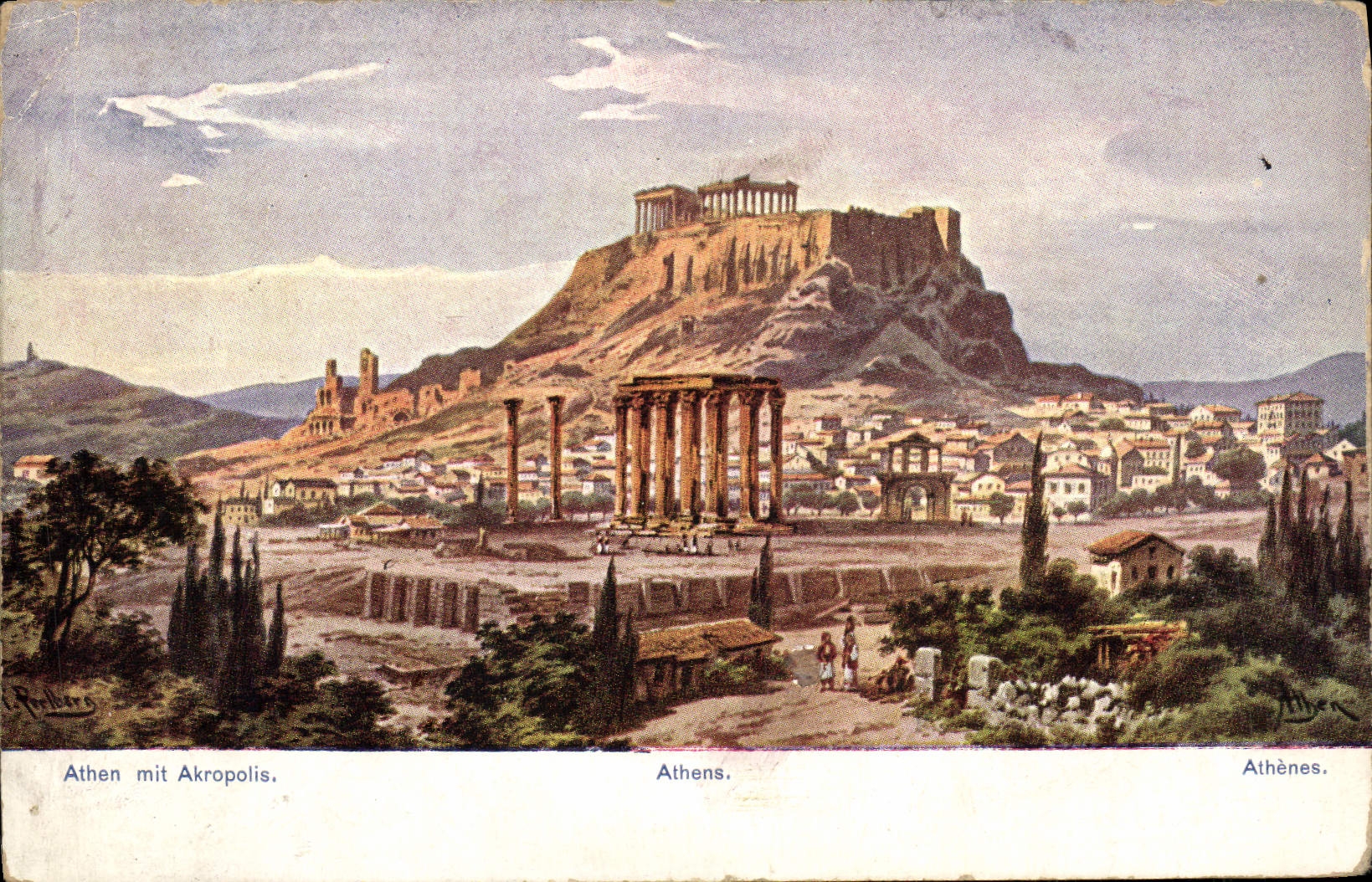 Athènes — Akropole — vue panoramique — éditeur R. Mallet, n° 123 - Anverso