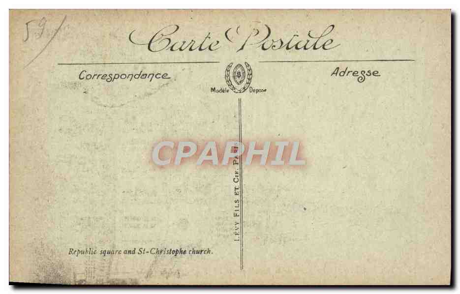 CPA Tourcoing La Place De La Republique Et I'Eglise Saint Christophe — Rückseite