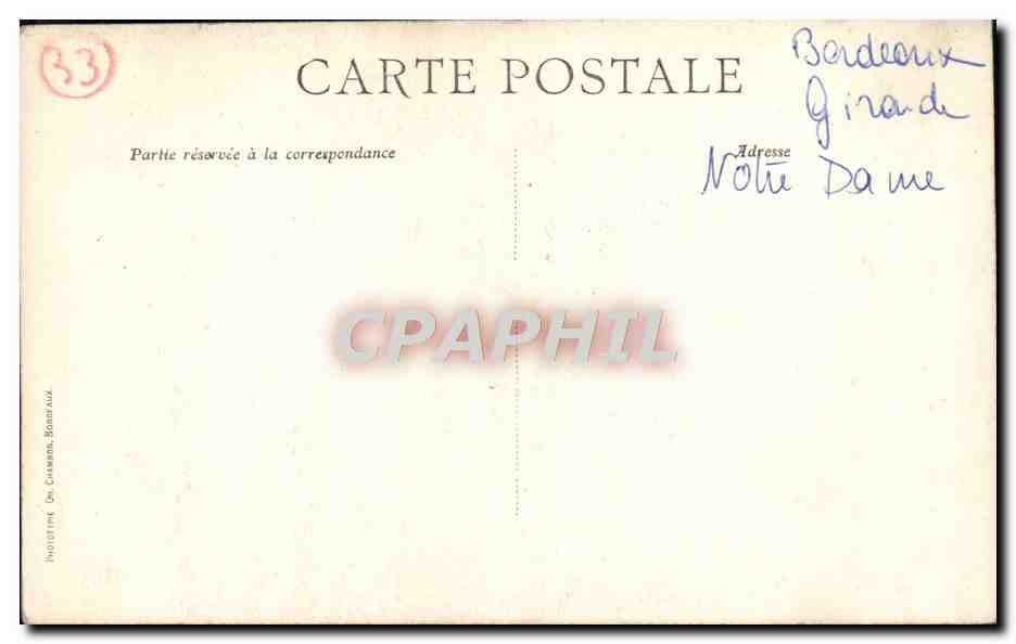 CPA Bordeaux Eglise Notre Dame — Verso