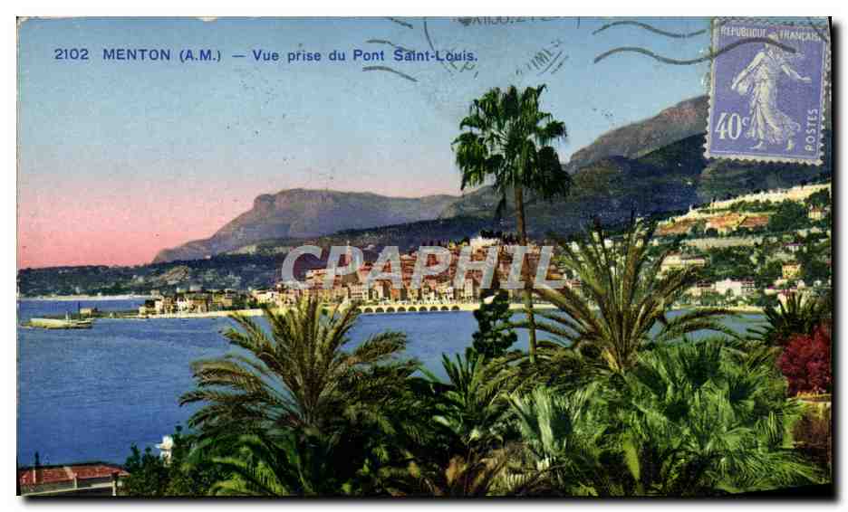 CPA Menton Vue Prise du Pont Saint Louis