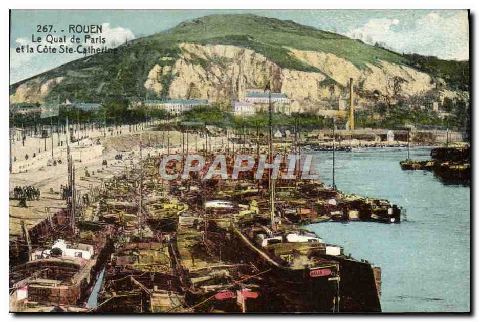 CPA Rouen Le Quai de Paris et la Cote Ste Catherine