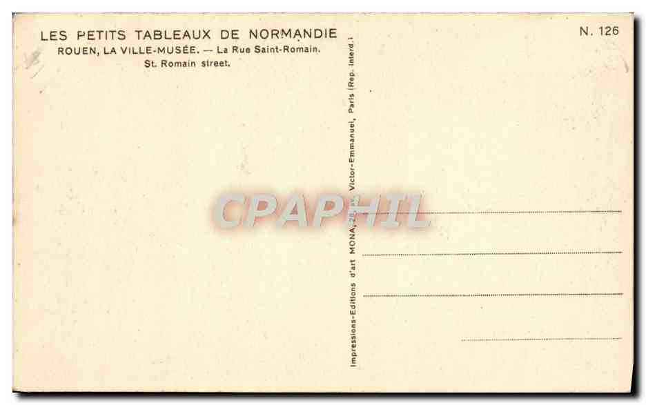 CPA Rouen La rue Saint Romain  — Verso