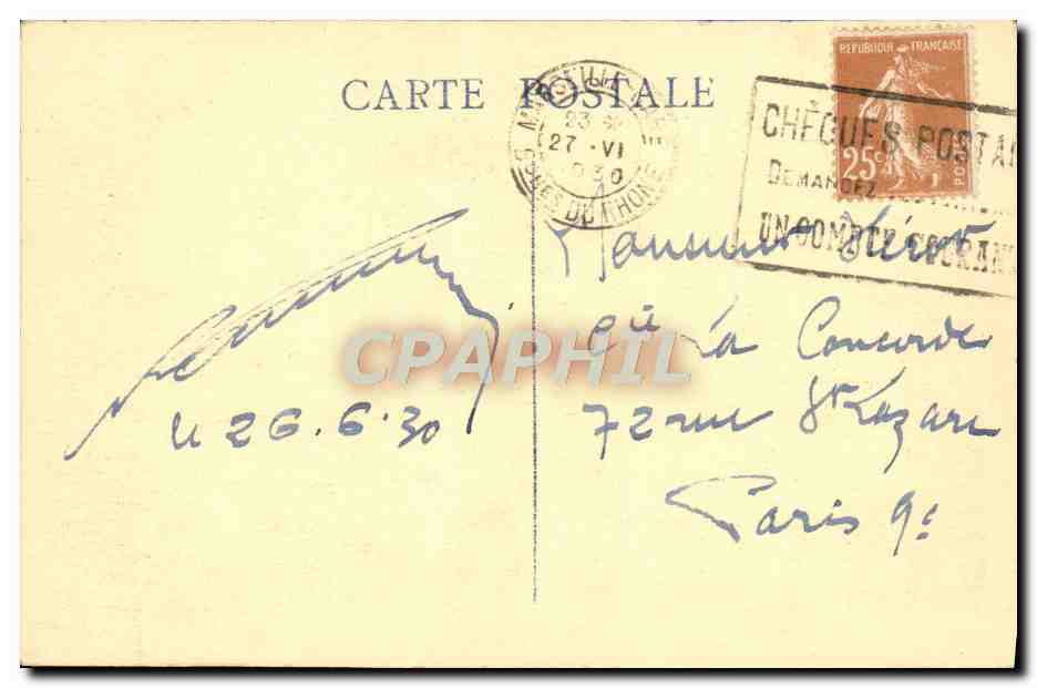 CPA Marseille La Corniche — Verso