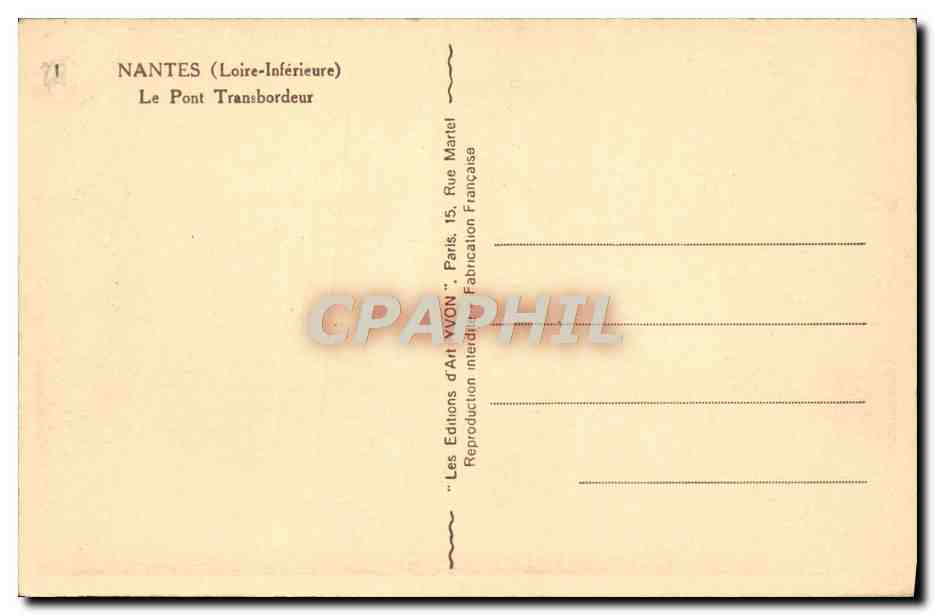 CPA Nantes La Pont Transbordeur — Rückseite