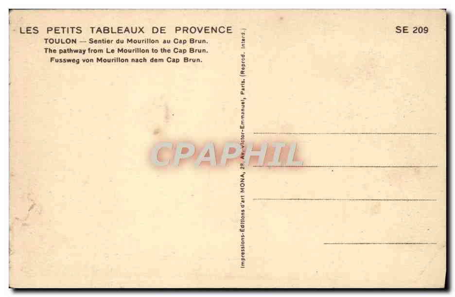 Toulon — Sentier du Mourillon au Cap Brun — Mona — Verso