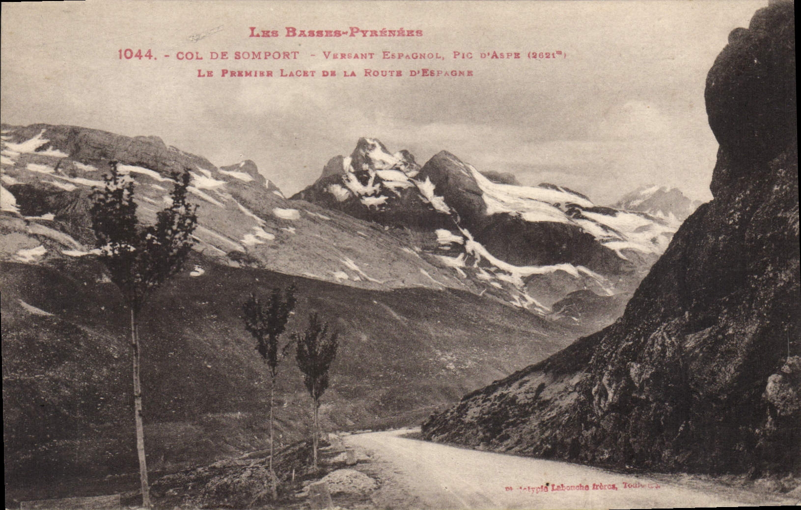 CPA Col De Somport Versant espagnol Pic d'Aspe Le premier lacet de la route d'Espagne 