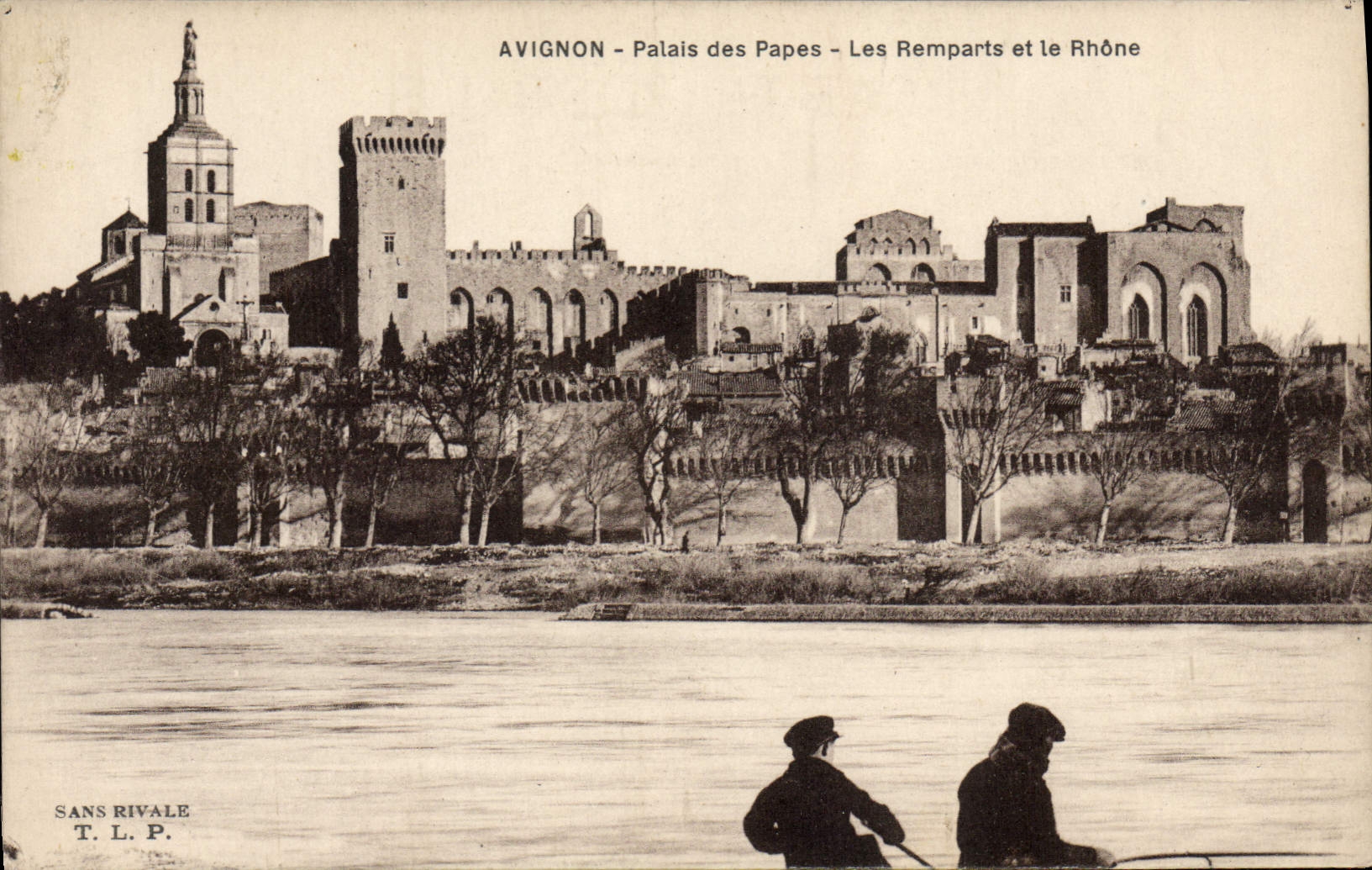 CPA Avignon Palais Des Papes Les Remparts Et Le Rhone
