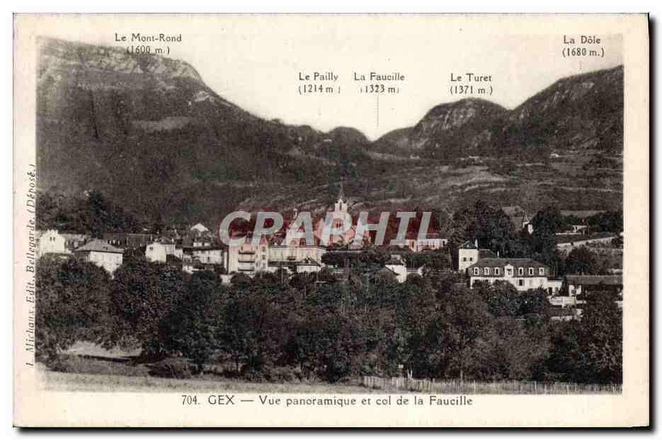 GEX — Panoramic View and Faucille Pass — Michauy, Publisher Bellegarde (Depot)